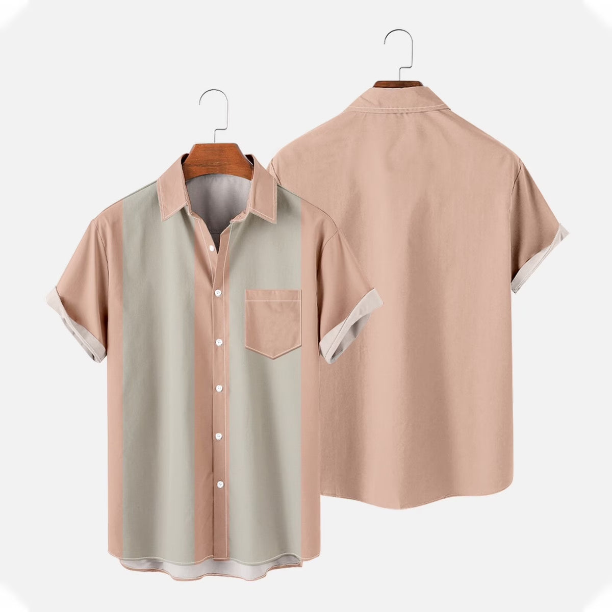 Mens Hawaii Shirts Big and Tall Summer Casual Loose Lapel Color Block Tops Tee Tops Beach Shirts with Pockets S-4XL