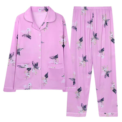Womens Pajama Sets Long Sleeve Sleepwear Set Casual Comfy 2 Piece Outfits Loose Fit Long Sleeve Pajamas Set Comfortable Home Sports Set
