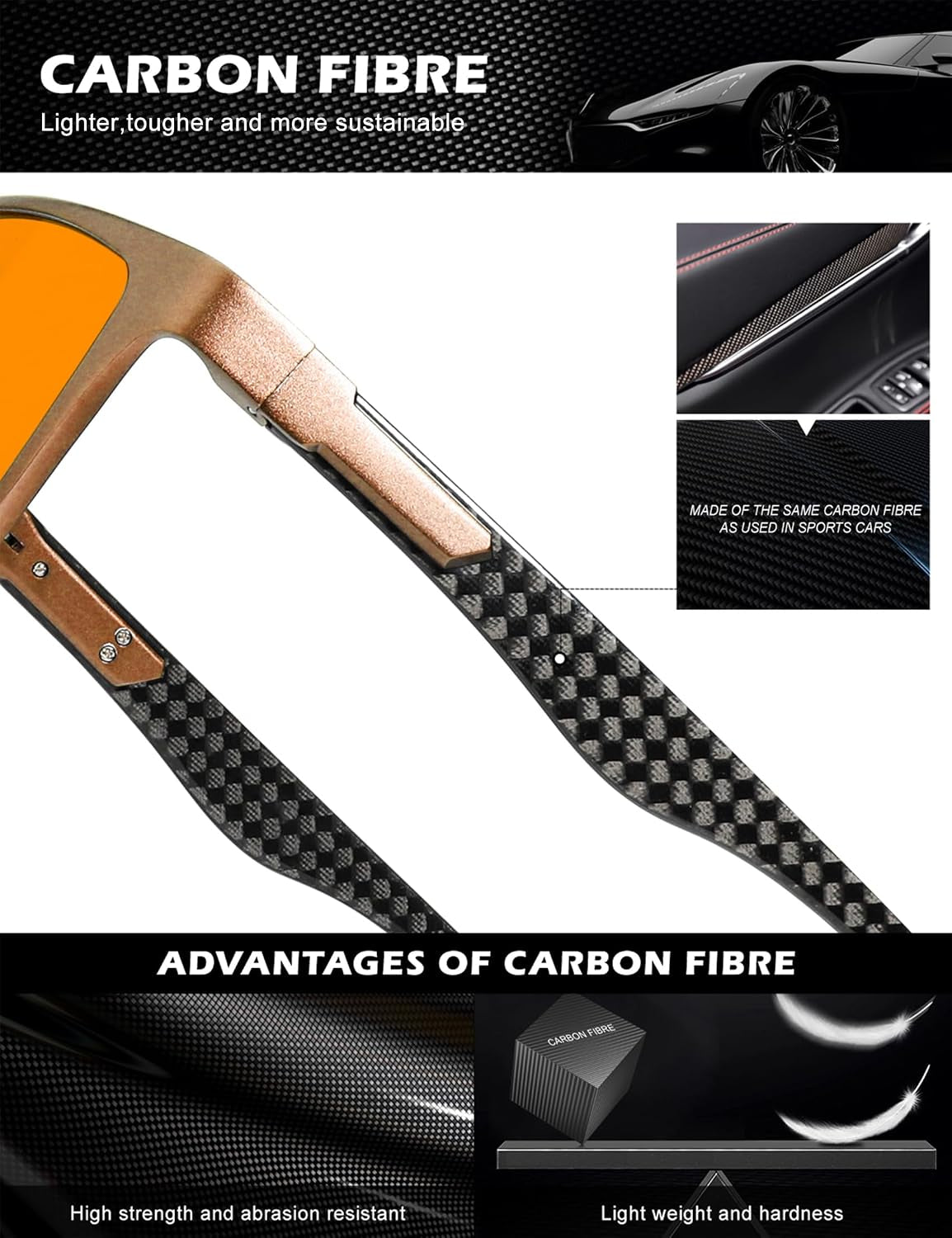 Blue Light Blocking Glasses Men, Black Al-Mg Metal Carbon Fiber