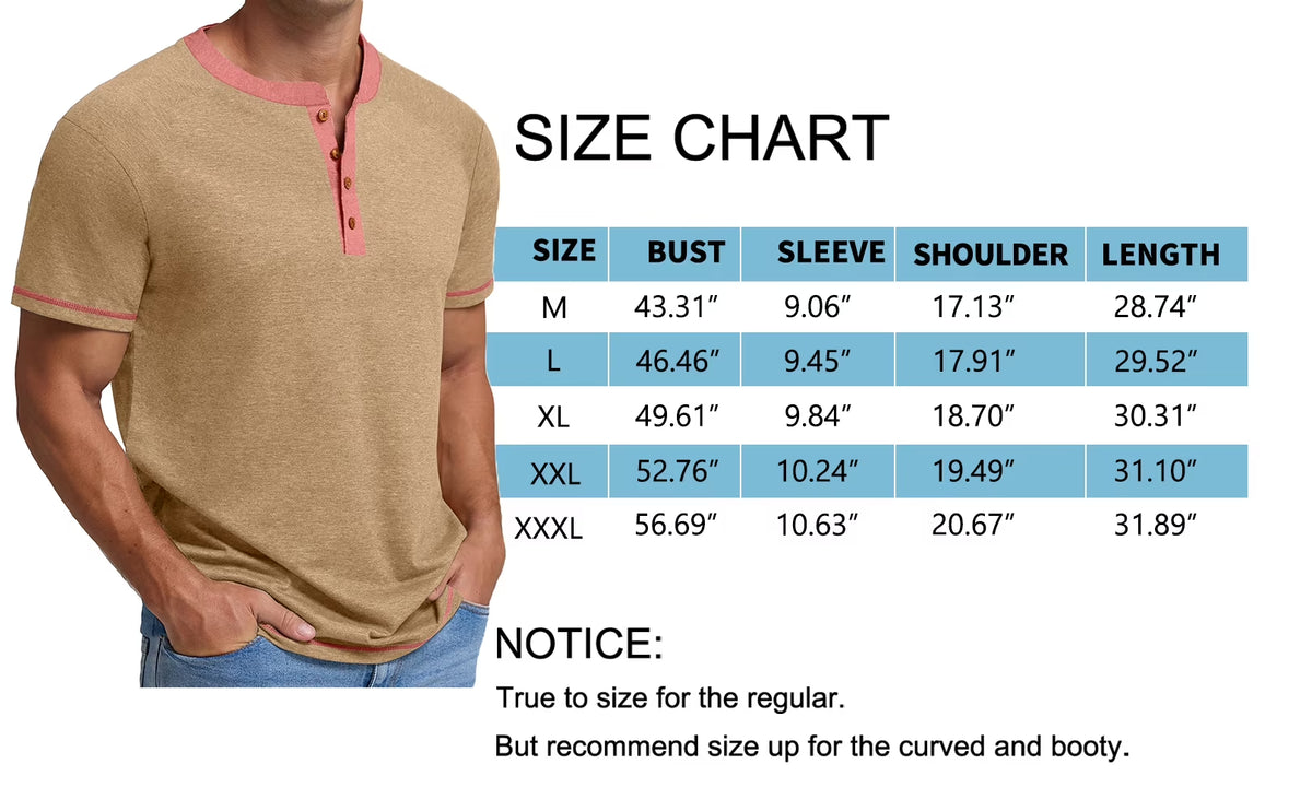 Henley Men Shirts Short Sleeve T Shirts for Men Crew Neck Color Block Men Shirts