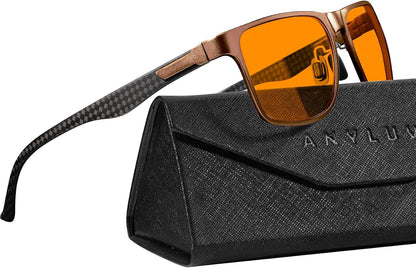 Blue Light Blocking Glasses Men, Black Al-Mg Metal Carbon Fiber